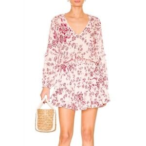 Poupette St Barth Ilona Ruffle Tiered Mini Dress Womens‎ L Resort Boho Vacation